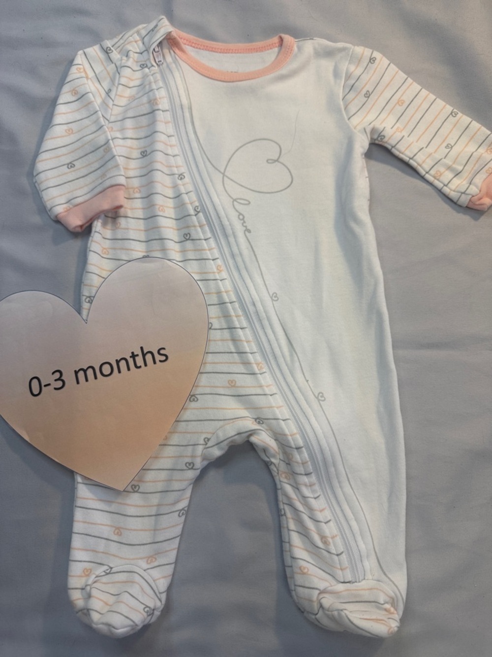 Ellen Degeneres Baby Onesie Sleeper with Peach Trim